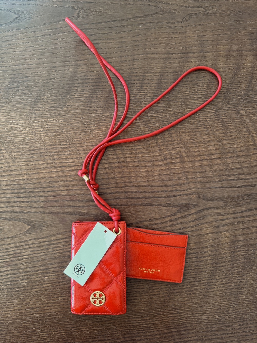 Tory Burch Red Quilted Leather Phone Crossbody with Cardholder